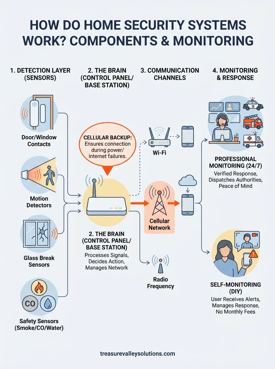 how do home security systems work infographic